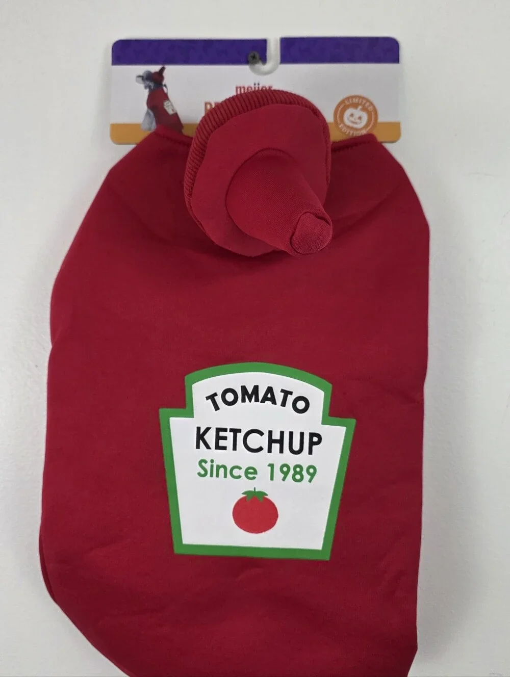 NWT Halloween Costume Pet Dog Hot Dog Ketchup Bottle Dress Up Suit Heinz Silly